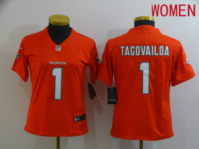 Women Miami Dolphins 1 Tagovailoa Orange Nike Limited Vapor Untouchable NFL Jerseys